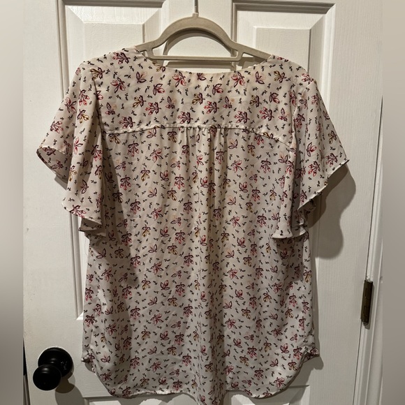 LOFT Floral Print V-Neck Blouse - Picture 4 of 5
